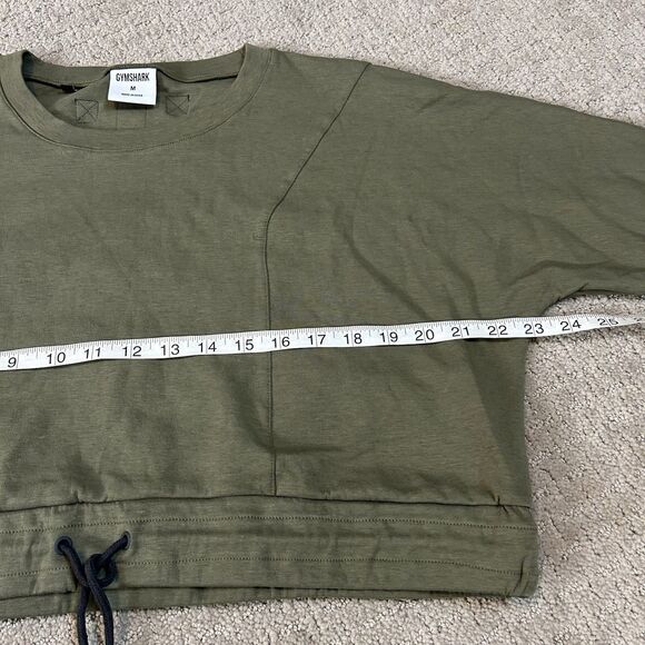 Gymshark Sweatshirt Women’s Medium Green Cropped Elbow Cutout Gym Workout Lounge - Picture 10 of 11